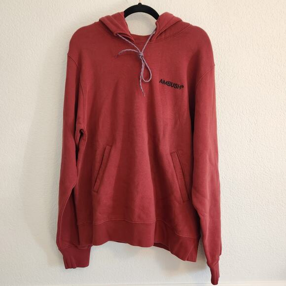 Ambush Size Medium Embroidered Logo Hoodie Red Single Cord New - Picture 1 of 8